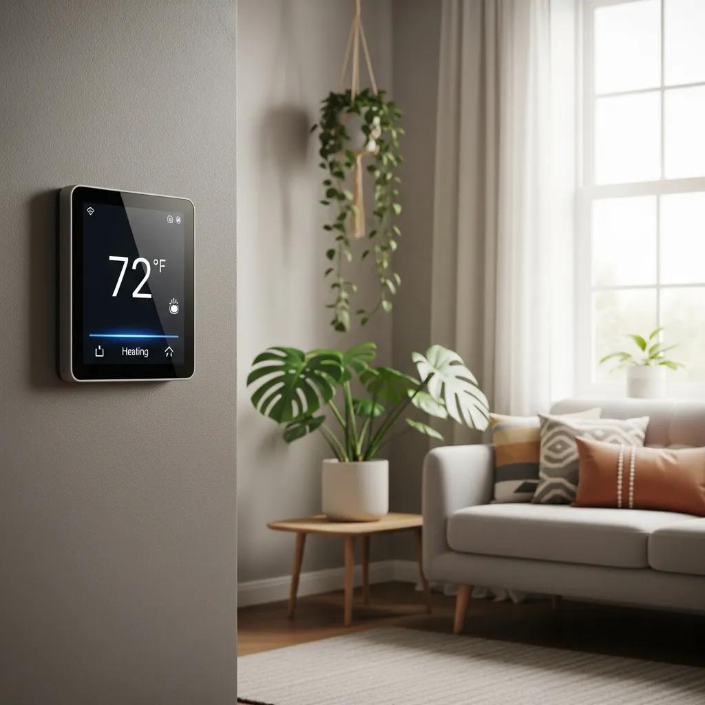 Modern smart thermostat in a stylish home environment